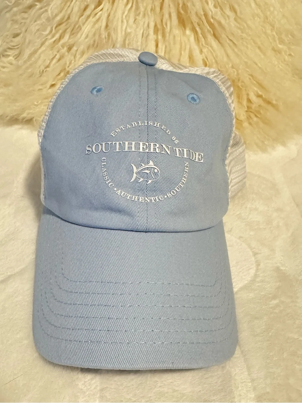 Southern Tide Sky Blue & White Mesh Baseball Cap